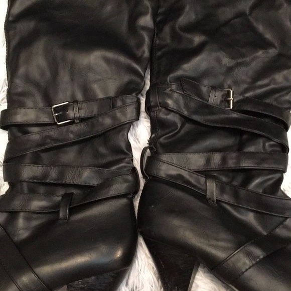 Knee high 2.5 inch high heel fur boots - Picture 6 of 7